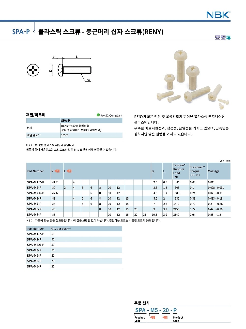 둥근머리 십자 스크류 (RENY)_상세페이지