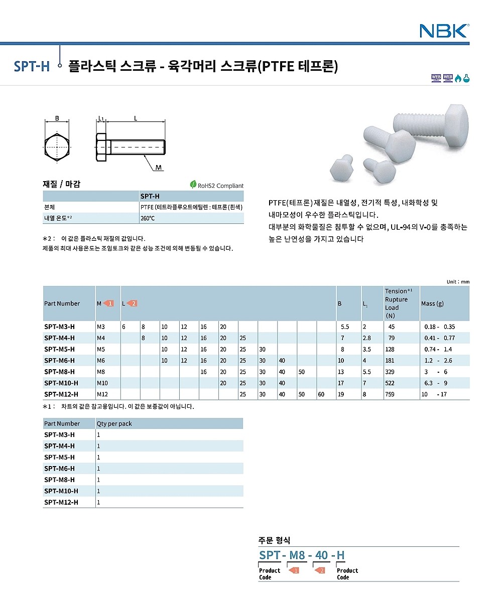 육각머리 스크류 (PTFE 테프론)_상세페이지