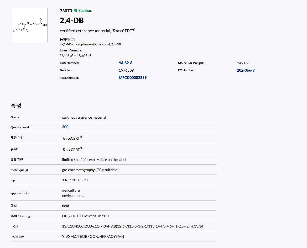 2,4-DB certified reference material, TraceCERT_상세페이지