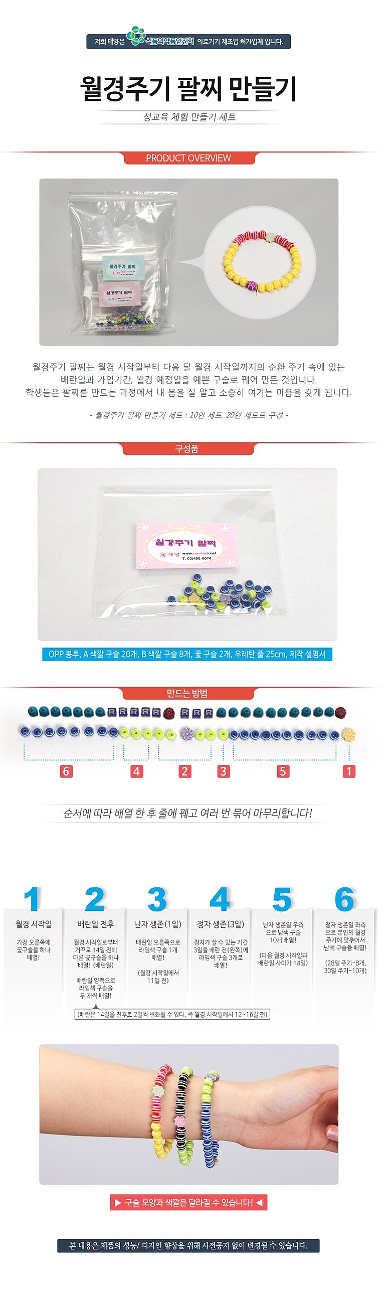 성교육 월경 주기 팔찌 만들기 (10인 세트)_상세페이지