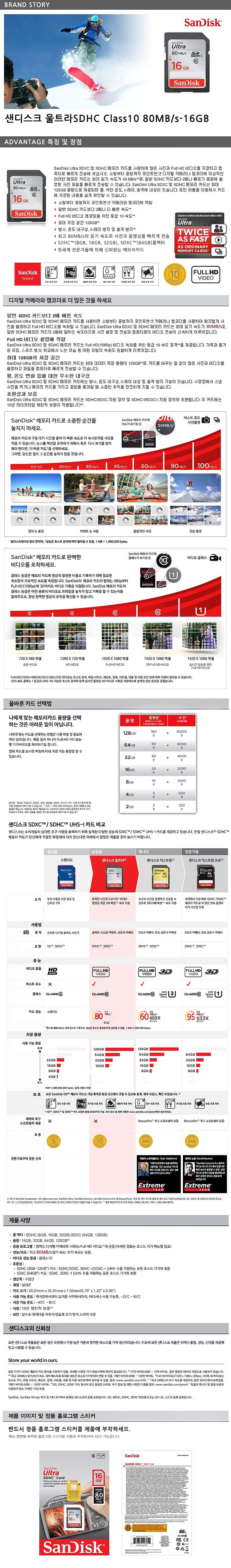 SDHC 카드 Class10 Ultra 533X 80MB/s (16/32/64/128GB)_상세페이지