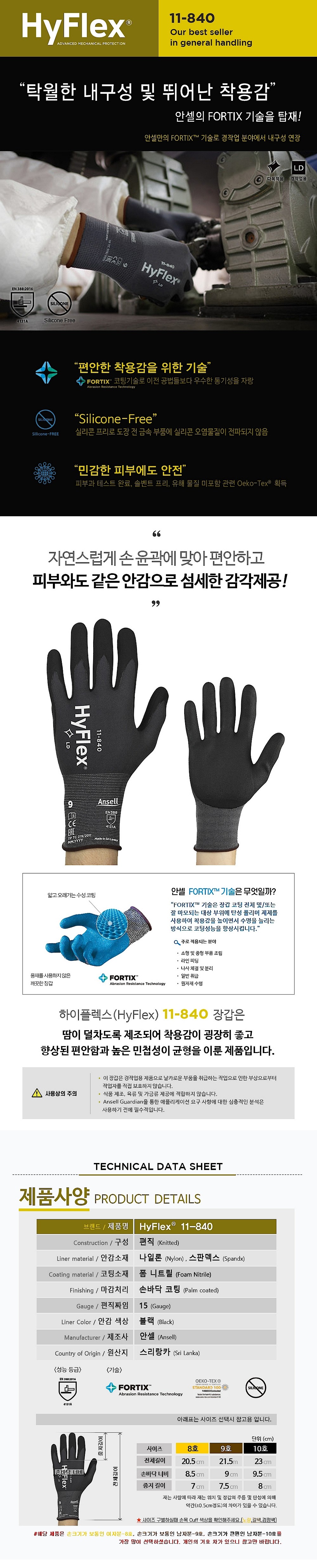 NBR 폼 코팅 장갑 (하이플렉스 11-840)_상세페이지