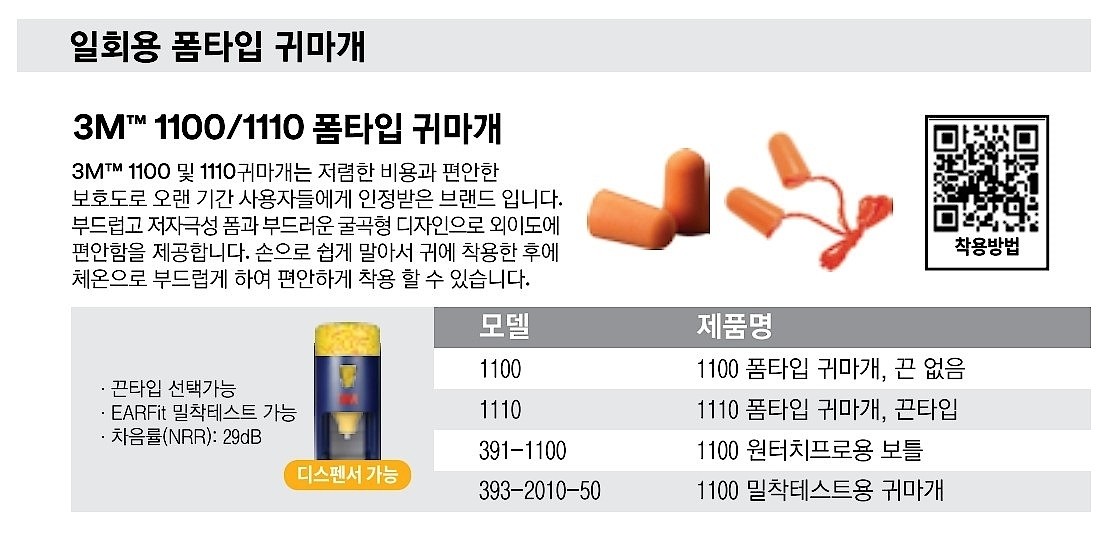 청력보호구 밀착검사용 귀마개_상세페이지
