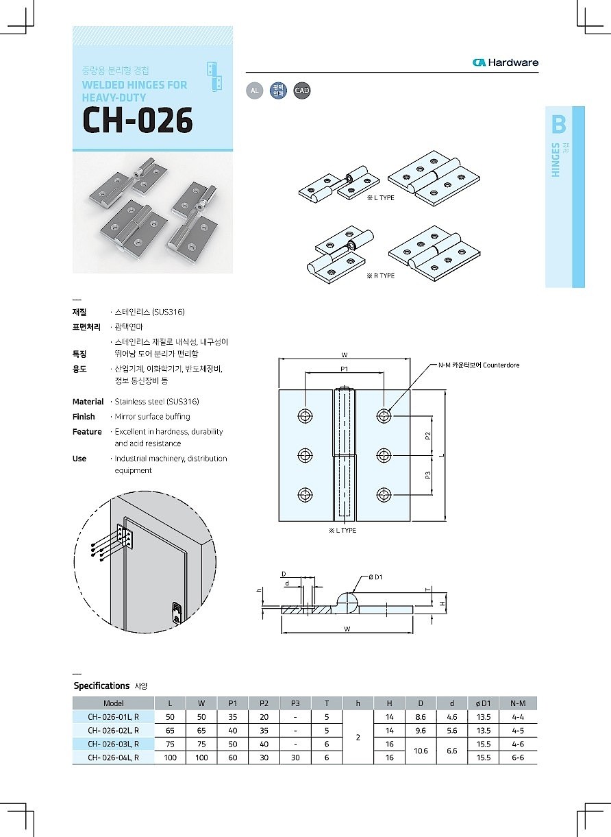 중량용 분리형 경첩 (CH-026)_상세페이지