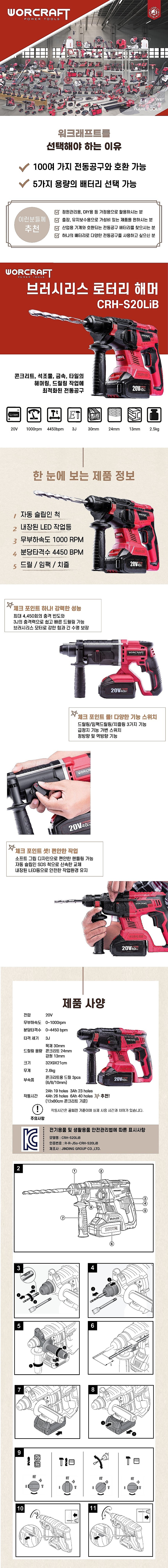 무선 브러시리스 로터리 해머 (CRH-S20LiB)_상세페이지
