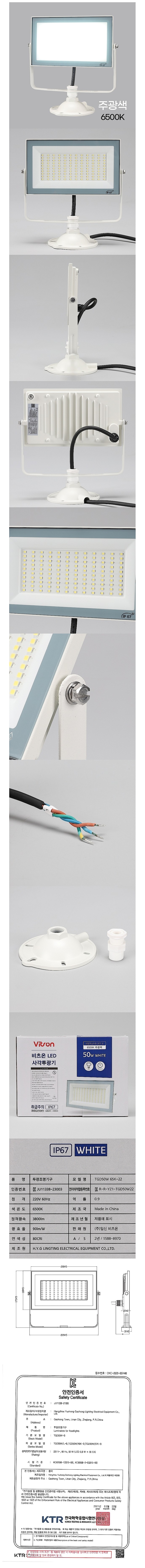 LED 사각 투광기 W2 (30~100W, 노출형, 화이트)_상세페이지