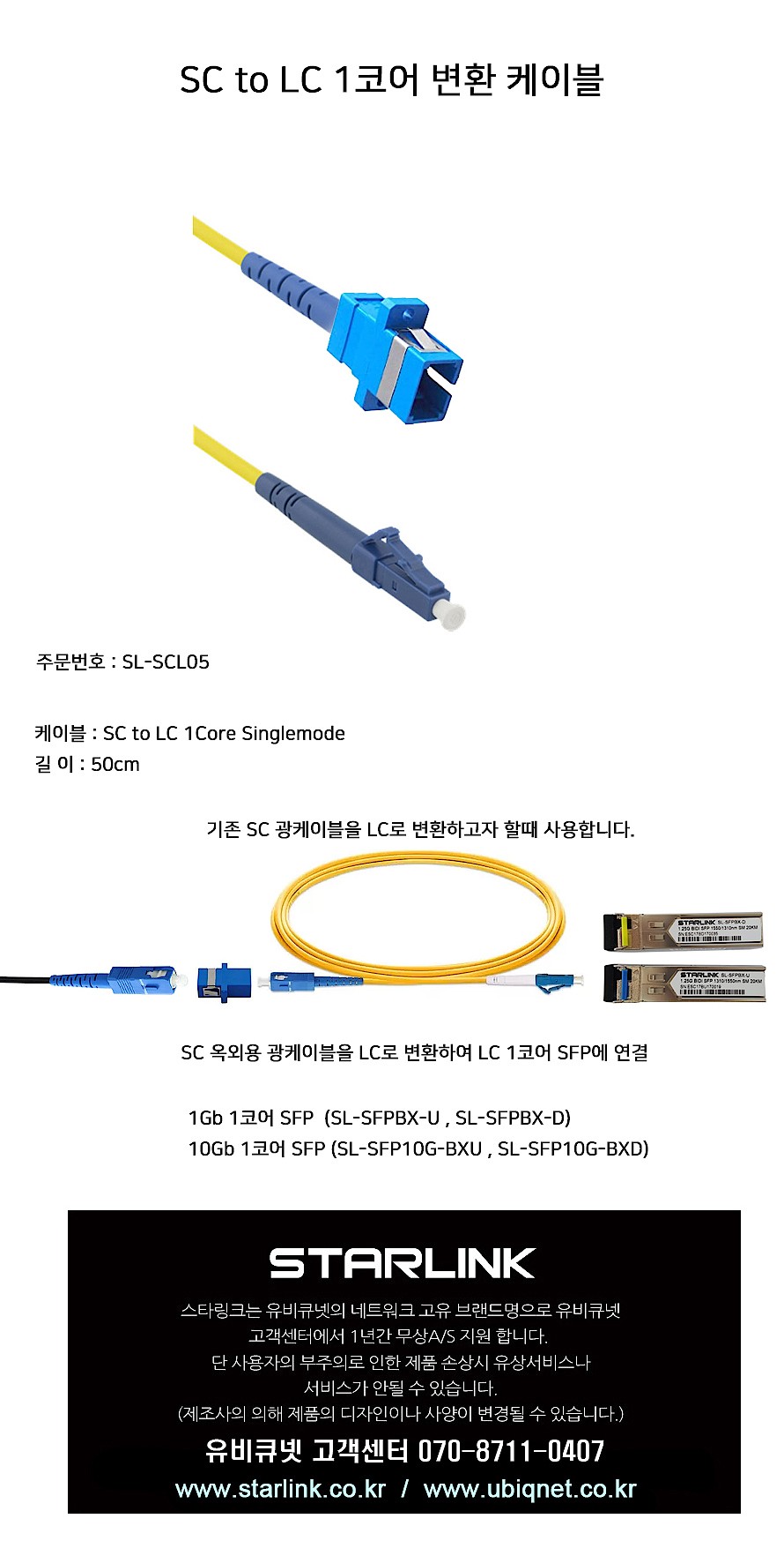 SC to LC 싱글 케이블 (SL-SCL05)_상세페이지