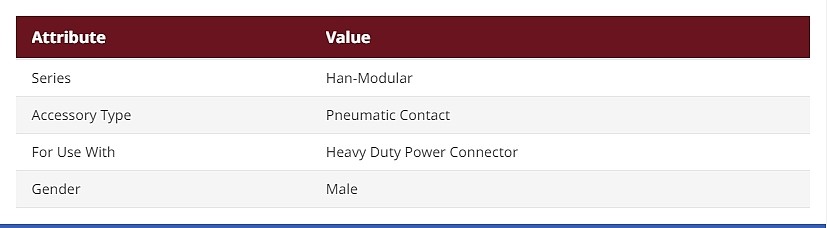Han-Modular Male Pneumatic Contact for use with Heavy Duty Power Connector (09140006306)_상세페이지