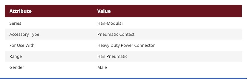 Han-Modular Male Pneumatic Contact for use with Heavy Duty Power Connector (09140006174)_상세페이지