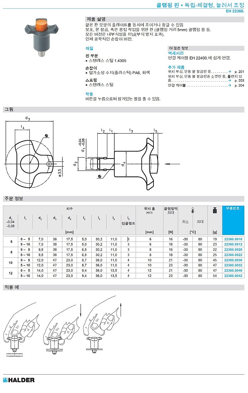 클램핑 핀 (독립 체결형/눌러서 조정)_상세페이지