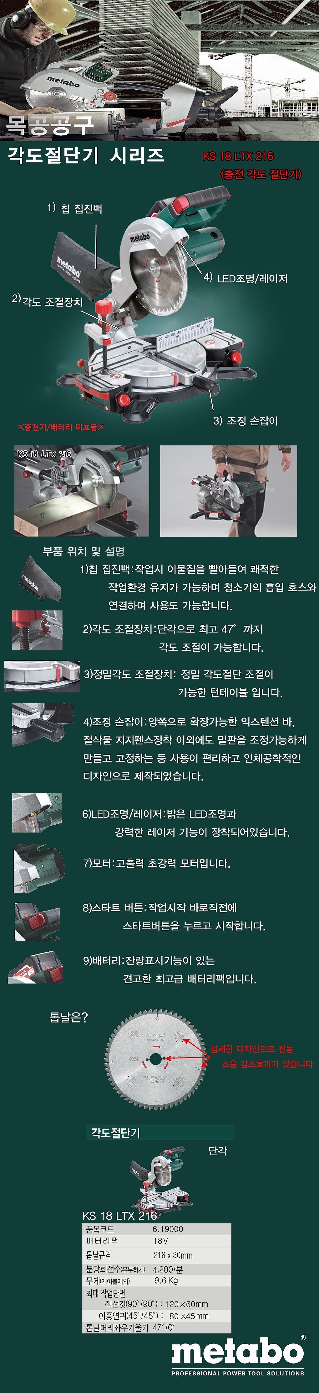 충전 18V 8 1/2인치 각도절단기 (KS 18 LTX 216 / 베어툴)_상세페이지