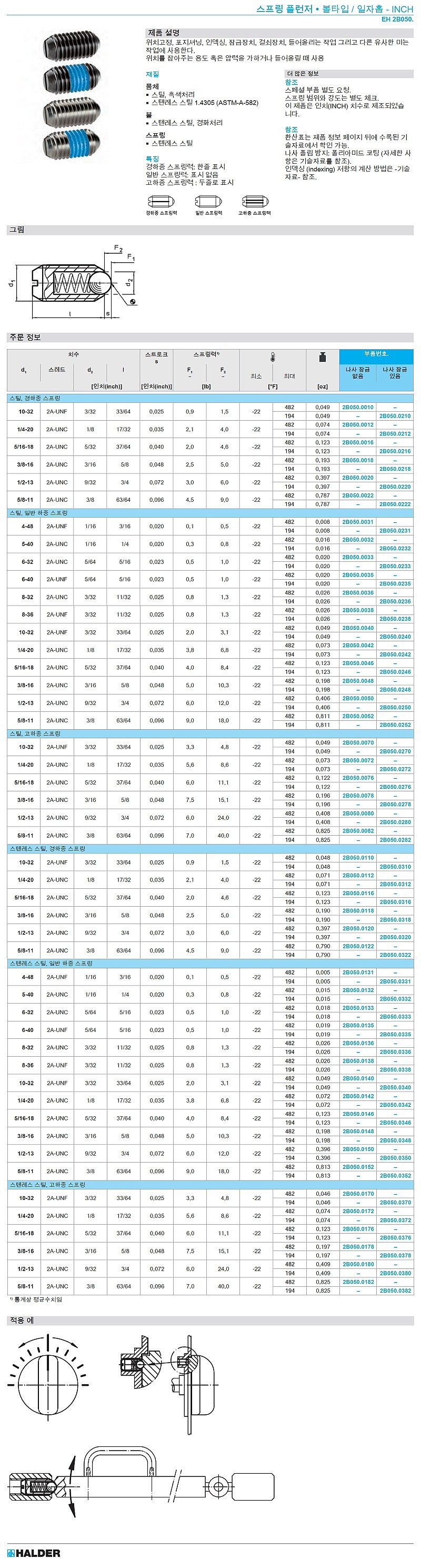 스프링 플런저 (볼타입/일자홈 - INCH)_상세페이지