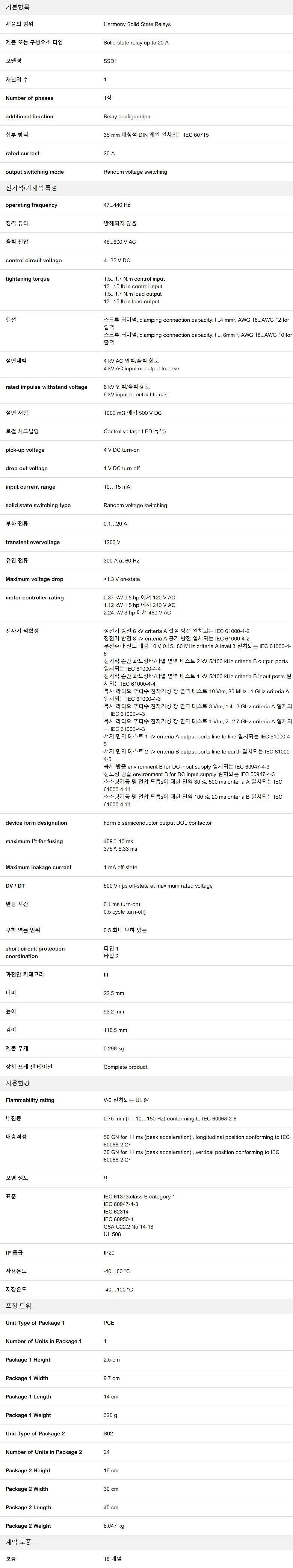 Zelio SSR 릴레이 (SSD1A320BDRC1)_상세페이지