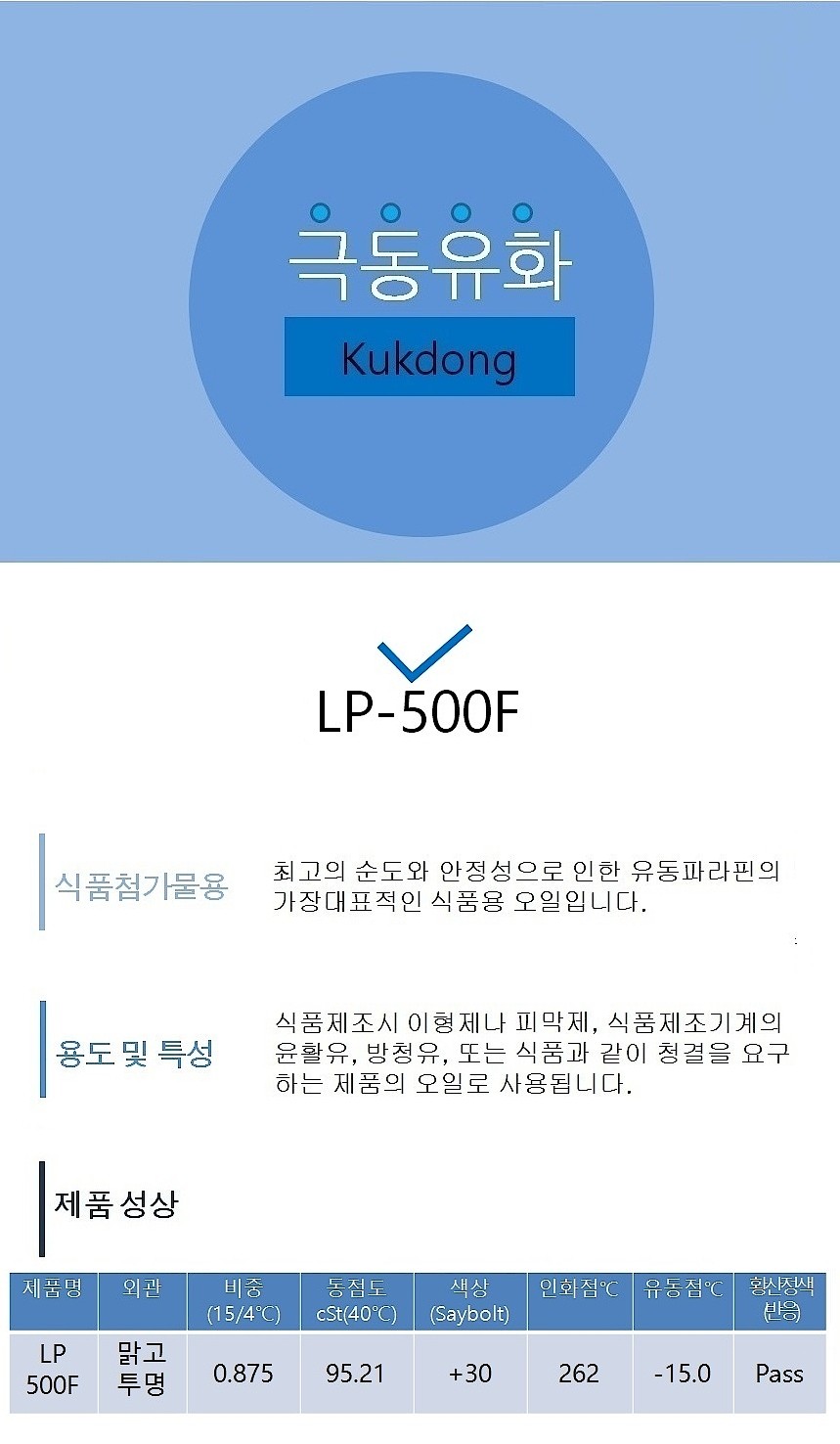 식품용 유동파라핀유 (LP-500F / 20L)_상세페이지