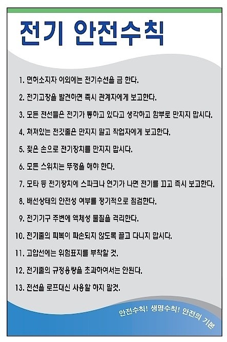 안전기본수칙 표지판 (전기 안전수칙)_상세페이지