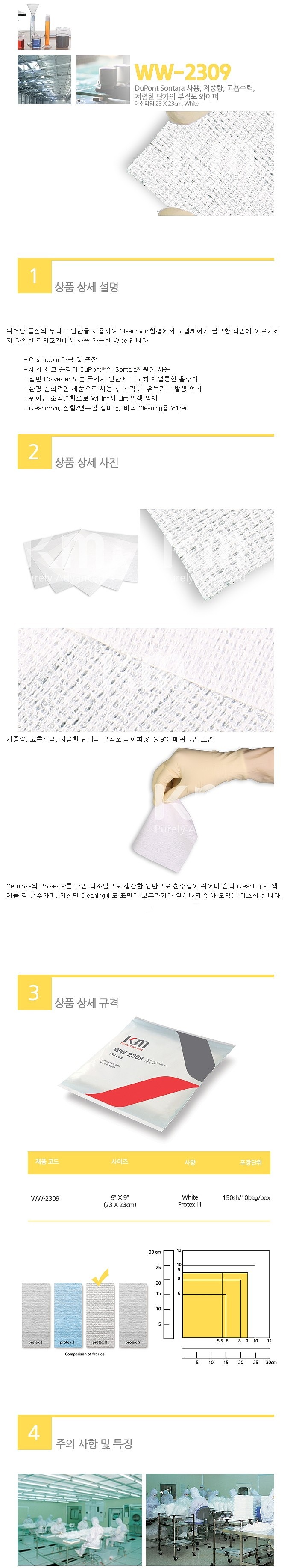 크린룸용 부직포 와이퍼 (PROTEX III 2309)_상세페이지