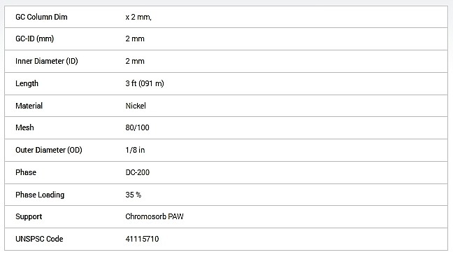 3Ft 35% DC200, Chromosorb PAW 80/100Ni_상세페이지