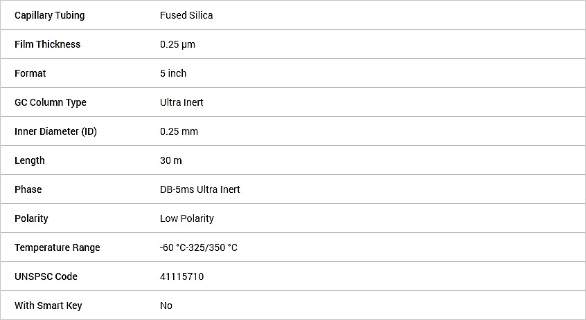 J&W DB-5ms Ultra Inert GC 컬럼 (DB-5MS ULTRA INERT 30M,0.25MM,0.25UM,5INCAG)_상세페이지