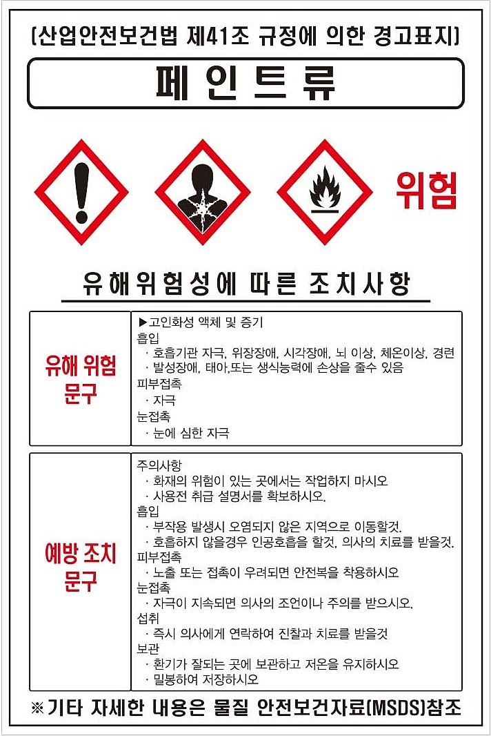 물질안전보건표지 (페인트류)_상세페이지