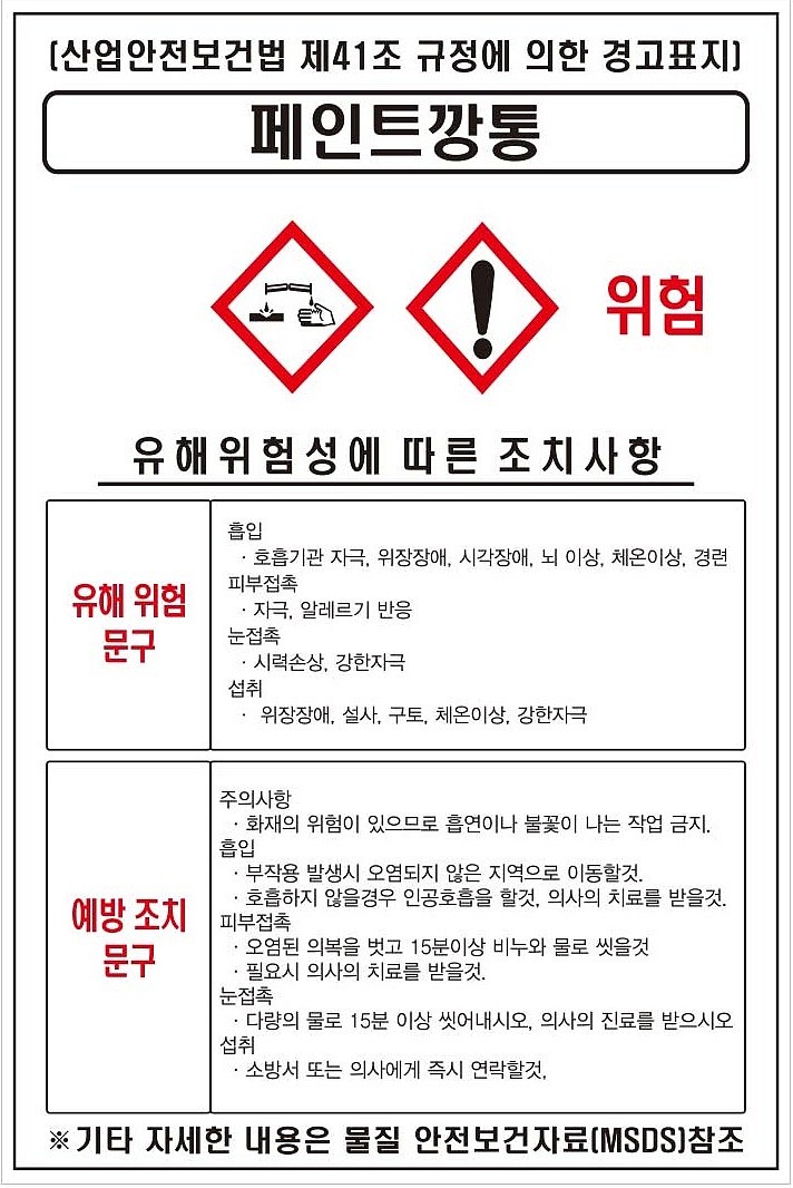 물질안전보건표지 (페인트깡통)_상세페이지
