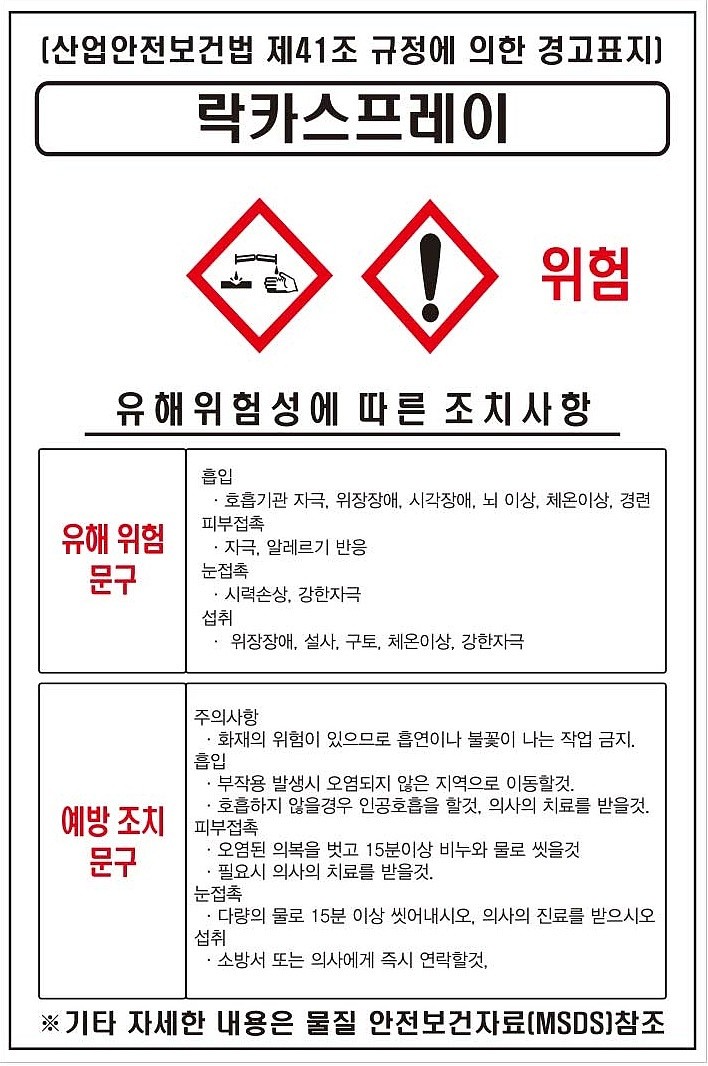 물질안전보건표지 (락카스프레이)_상세페이지