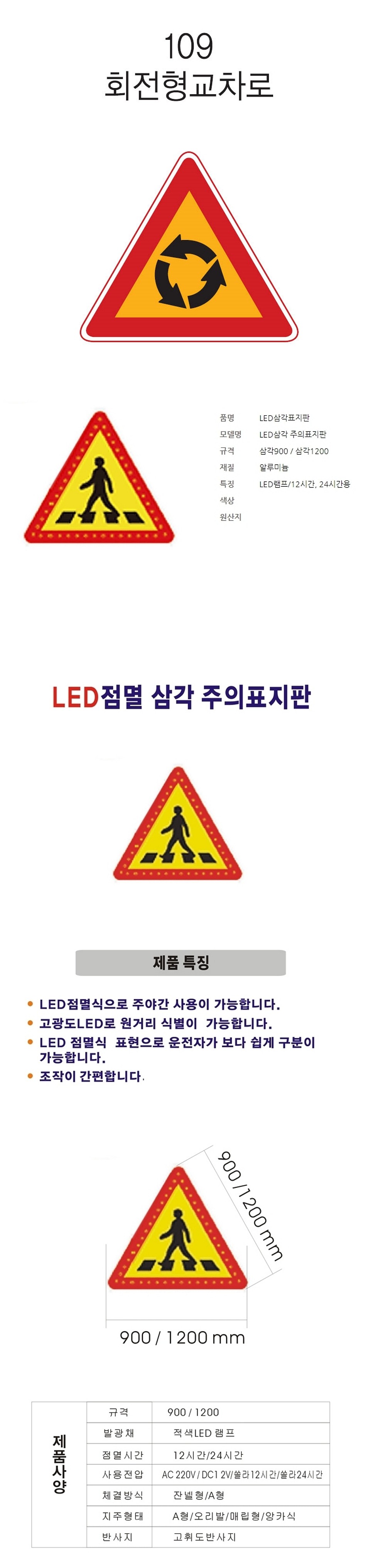 삼각 LED점멸 표지판 (회전형교차로)_상세페이지