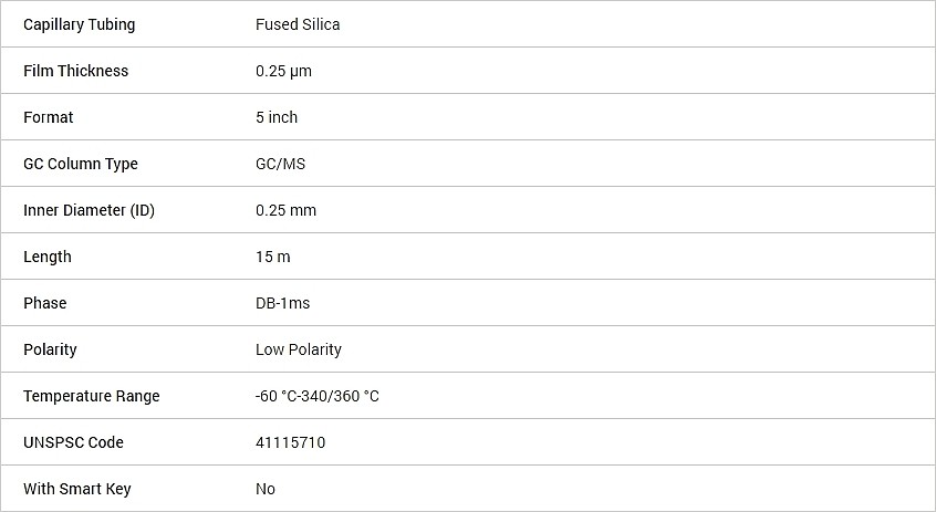 J&W DB-1ms 5975T 컬럼 모듈 (DB-1MS 15M, 0.25MM, 0.25UM, 5IN LTM, LL)_상세페이지
