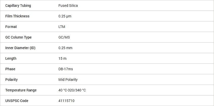 J&W DB-17ms GC 칼럼 (DB-17MS 15M,0.25MM,0.25UM,5MDG,5INLTM,LL)_상세페이지
