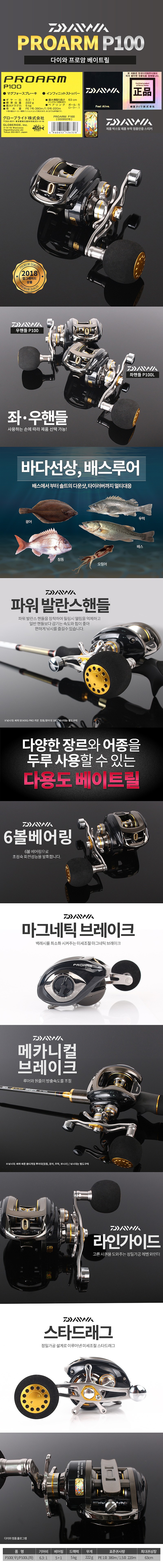 다이와 스카이호크 프로암 P100 베이트릴 선택형_상세페이지