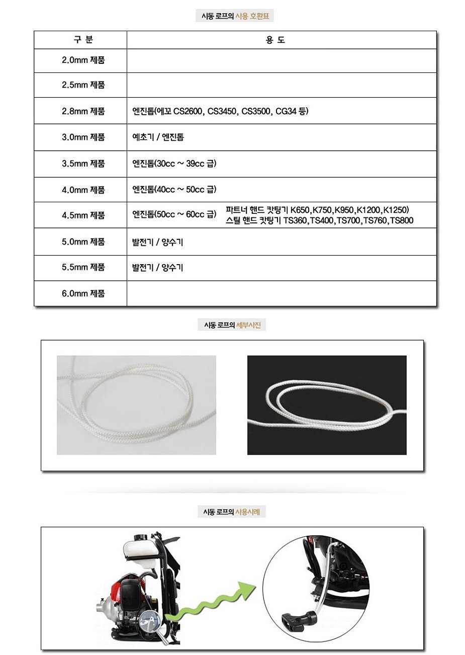 예초기 시동로프 (스타트로프)_상세페이지