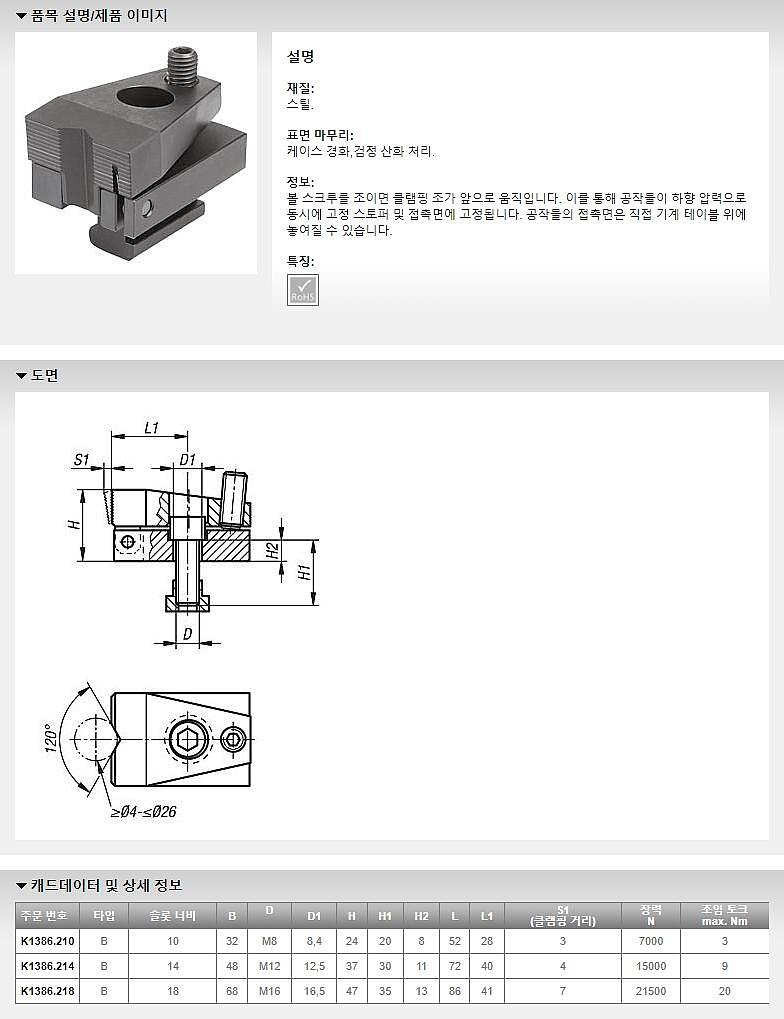 풀 다운 클램프 (프리즘형 조 포함 / K1386_B)_상세페이지