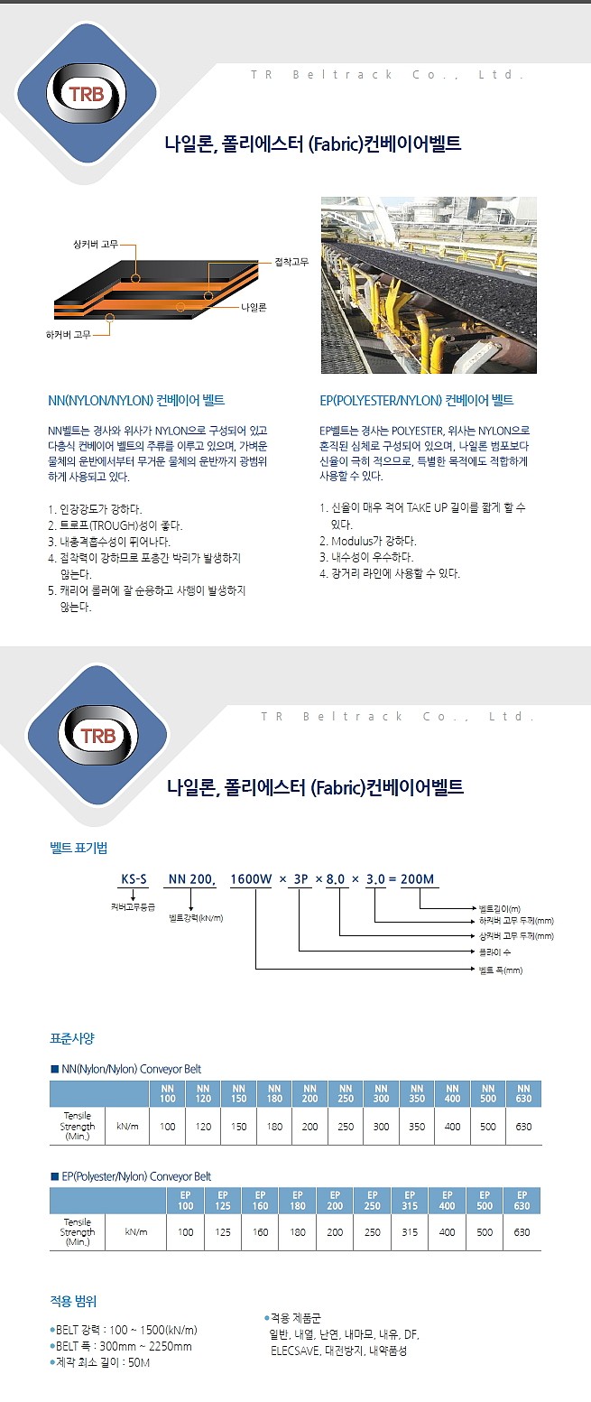 일반 평 나일론-나일론 콘베어벨트(Nylon/Nylon, 1400W×5P×8)_상세페이지