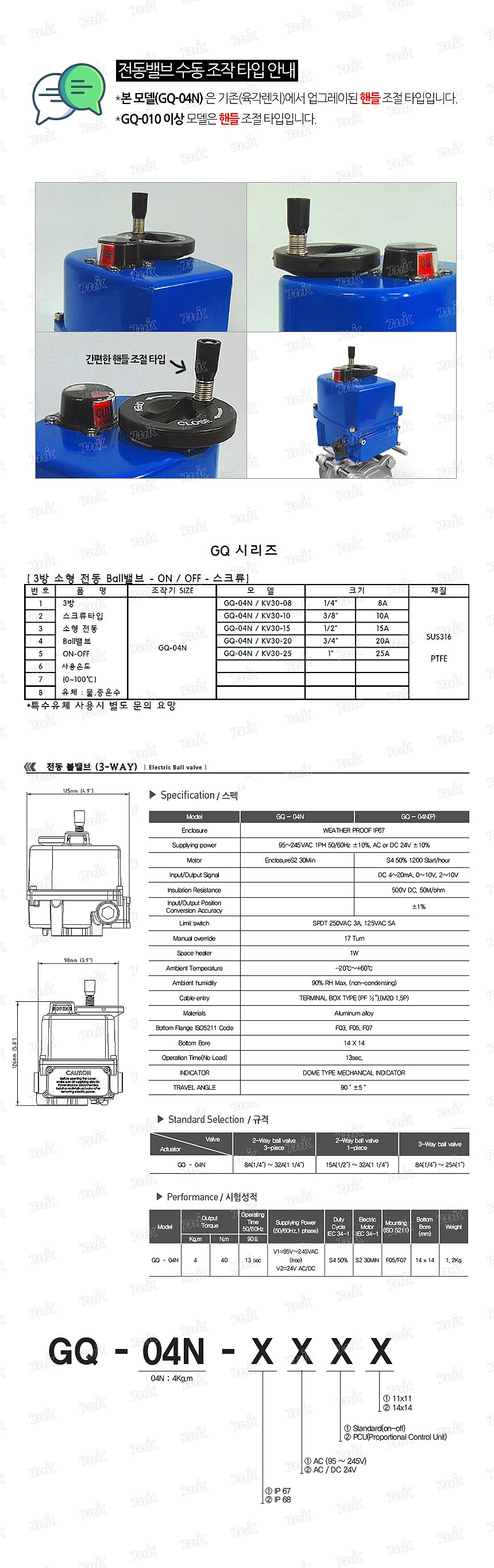 3WAY 전동 스텐316 볼밸브 3PC (나사타입, AC220V)_상세페이지