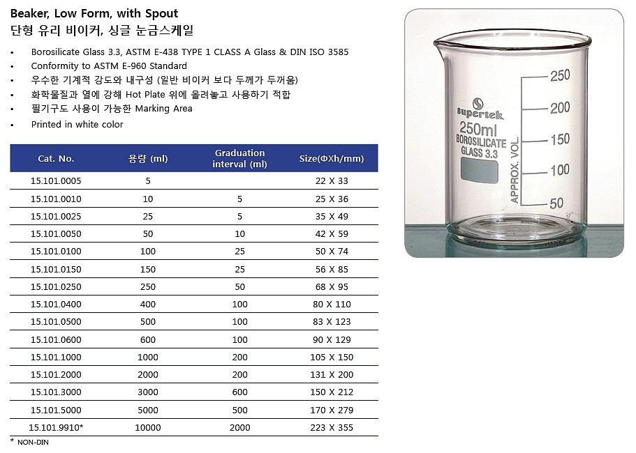 단형 유리 비이커 (싱글 눈금스케일)_상세페이지