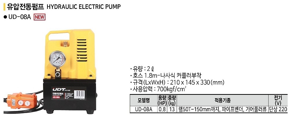유압식 전동펌프 (UD-08A)_상세페이지
