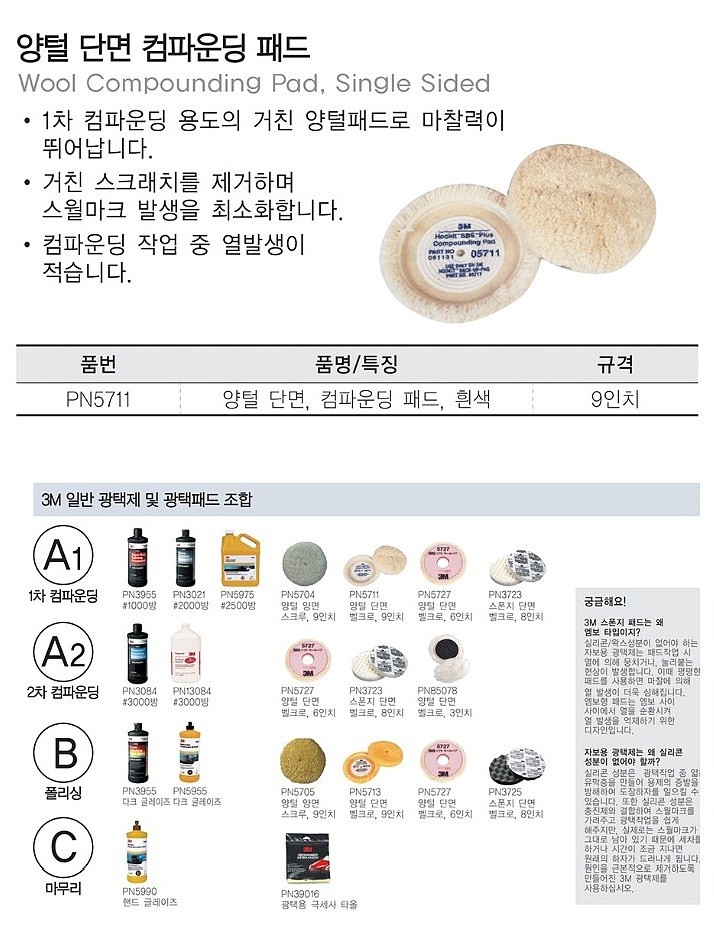9인치 양털 컴파운딩 패드 (5711 초벌용)_상세페이지