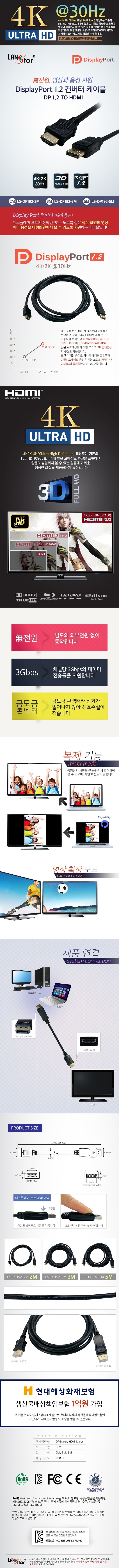 DP 1.2 to HDMI 컨버터 케이블 (LS-DP192 시리즈)_상세페이지