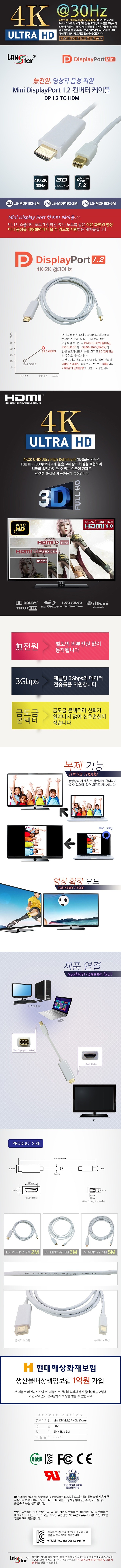 Mini DP 1.2 to HDMI 컨버터 케이블 (LS-MDP192-M)_상세페이지