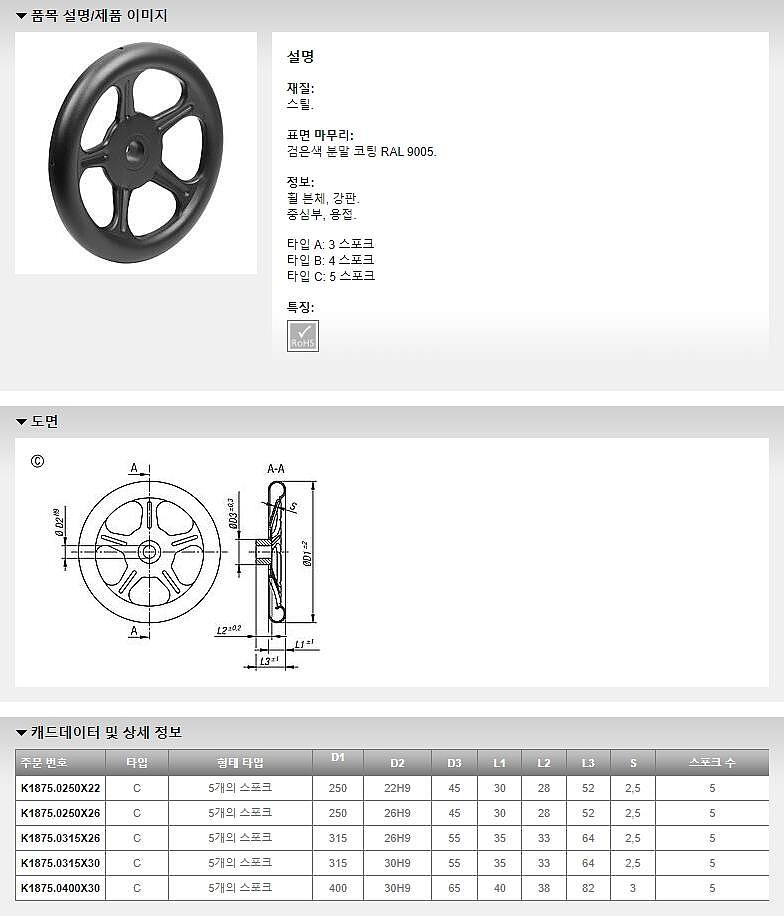 시트 스틸 핸드휠 (K1875_C)_상세페이지