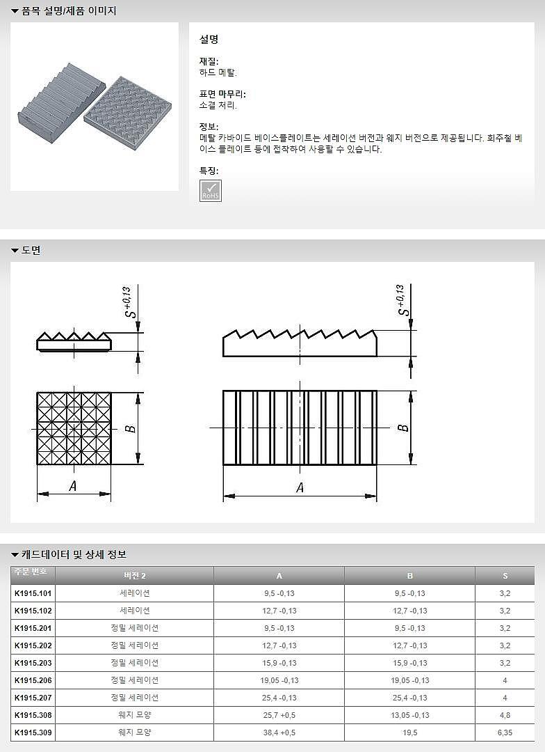 사각 하드 메탈 그리퍼 패드 (K1915)_상세페이지