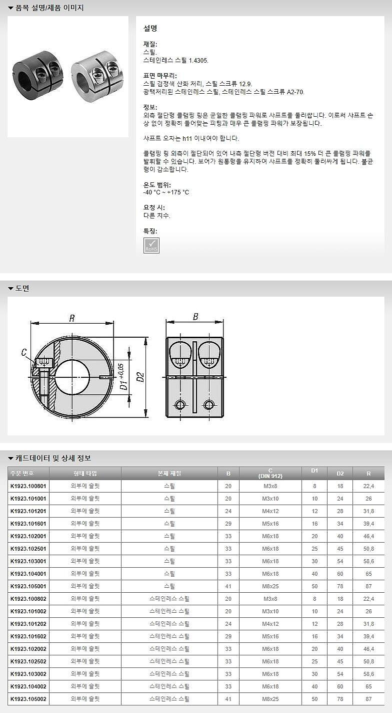 넓은 클램핑 링 (K1923 / 외측 절단형)_상세페이지