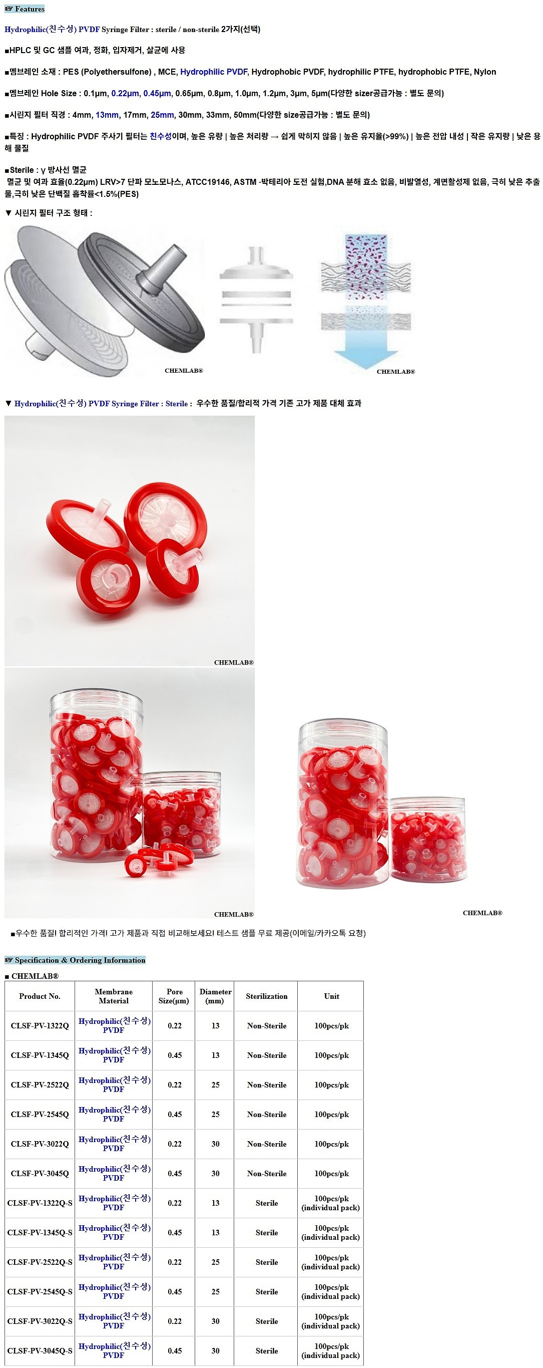 친수성 PVDF 시린지 필터_상세페이지
