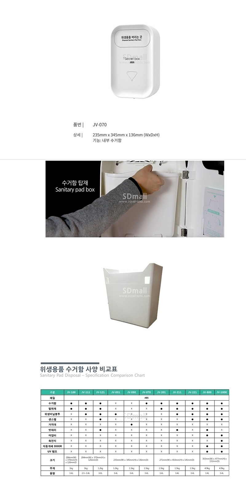 생리대수거함 (JV-070)_상세페이지