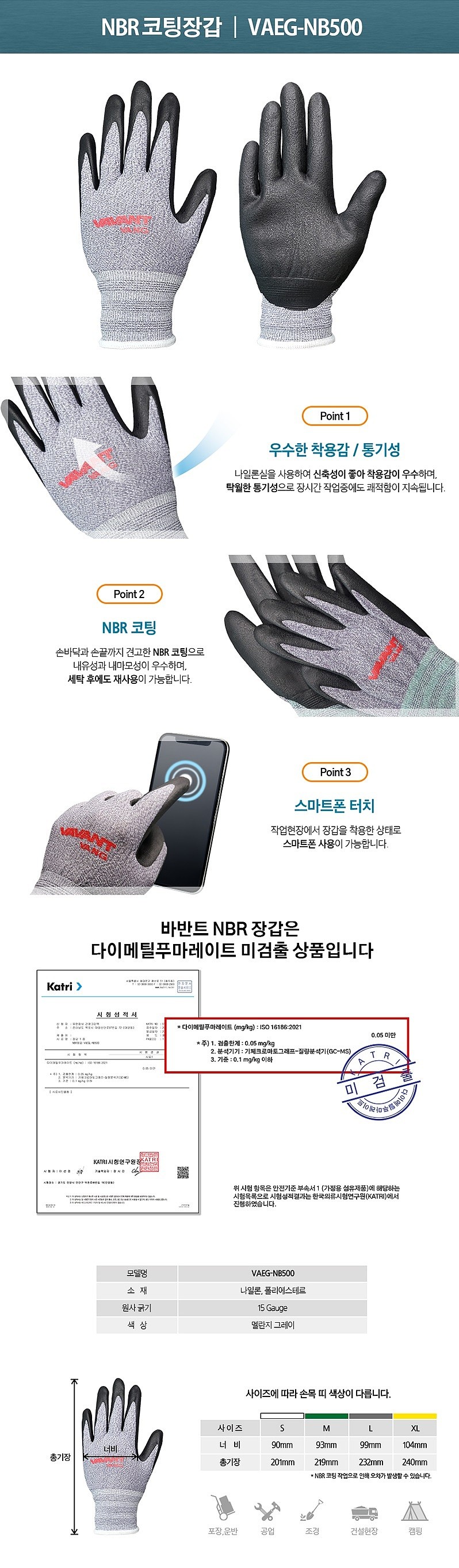 NBR반코팅 장갑 S, M, L, XL_상세페이지