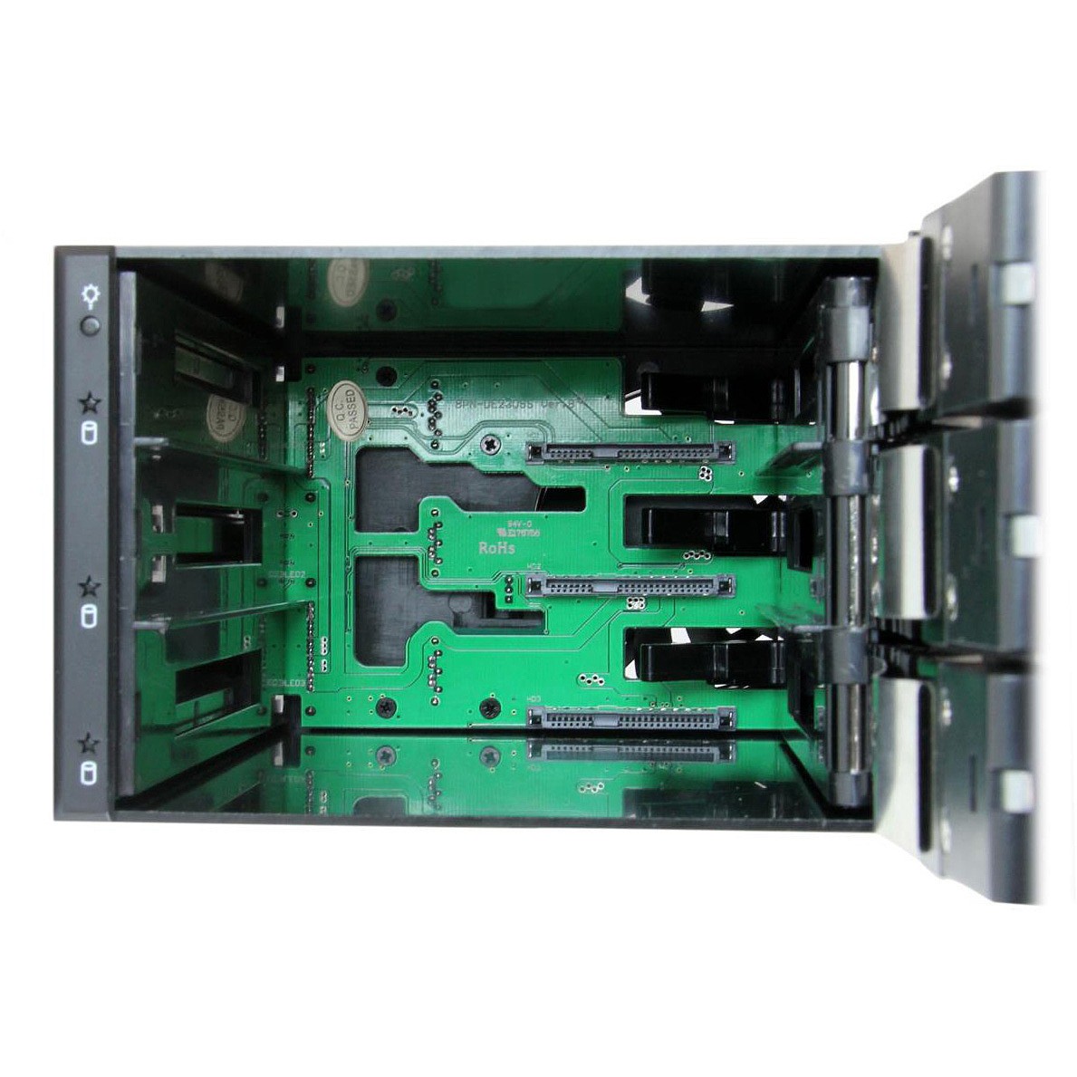 3x 3.5인치 SAS 2.0/SATA 3.0 HDD 하드 디스크 드라이브 대응 모바일 랙 알루미늄 케이스 채용 이너 트레이 불필요 핫 스왑 대응_상세페이지