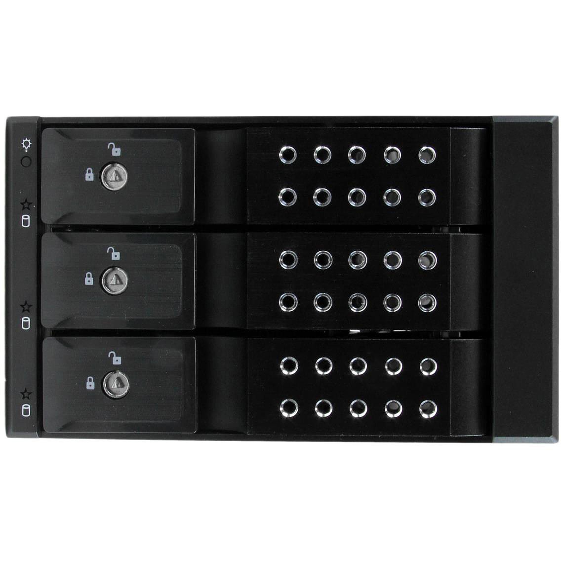 3x 3.5인치 SAS 2.0/SATA 3.0 HDD 하드 디스크 드라이브 대응 모바일 랙 알루미늄 케이스 채용 이너 트레이 불필요 핫 스왑 대응_상세페이지