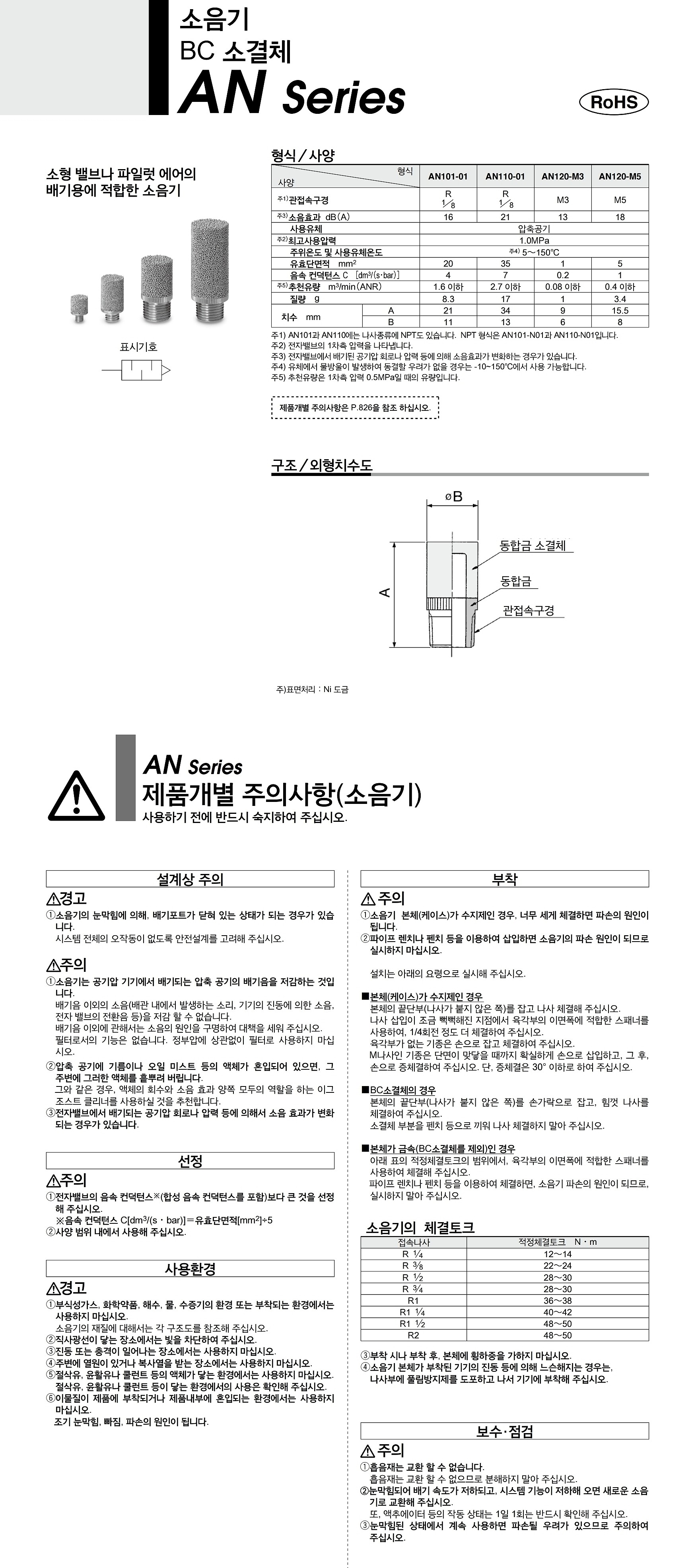 소음기 (AN 시리즈, BC소결체)_상세페이지
