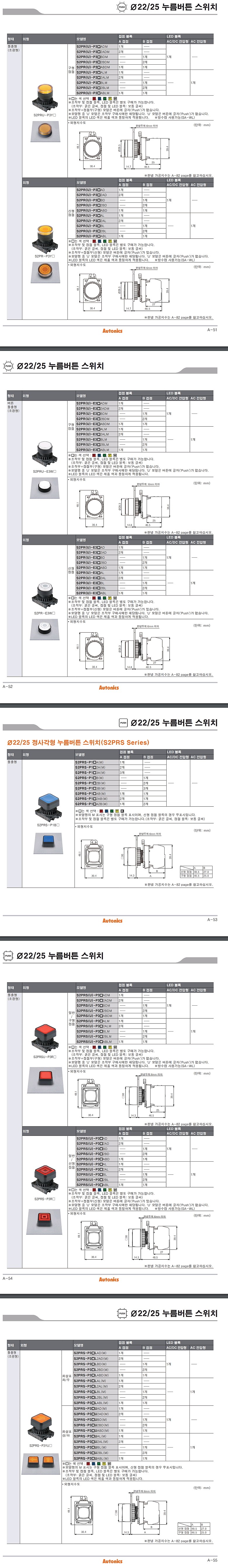 Ø22/25 누름버튼 스위치(S2PR Series)_상세페이지