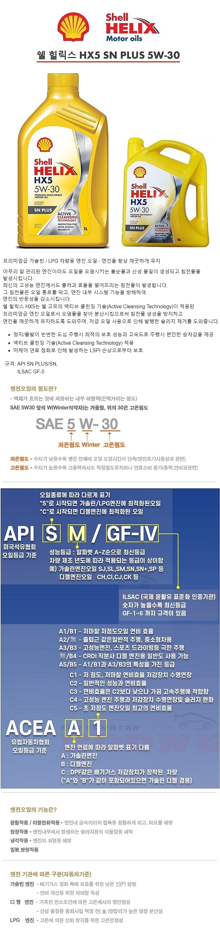 가솔린 HELIX HX5 SN PLUS 합성 엔진오일 (5W-30)_상세페이지