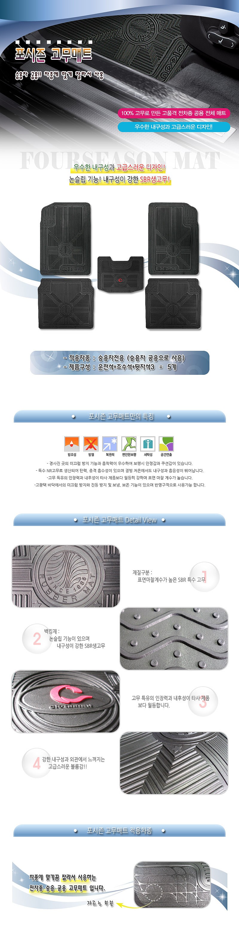 재단형 승용 전용 고무 바닥매트_상세페이지